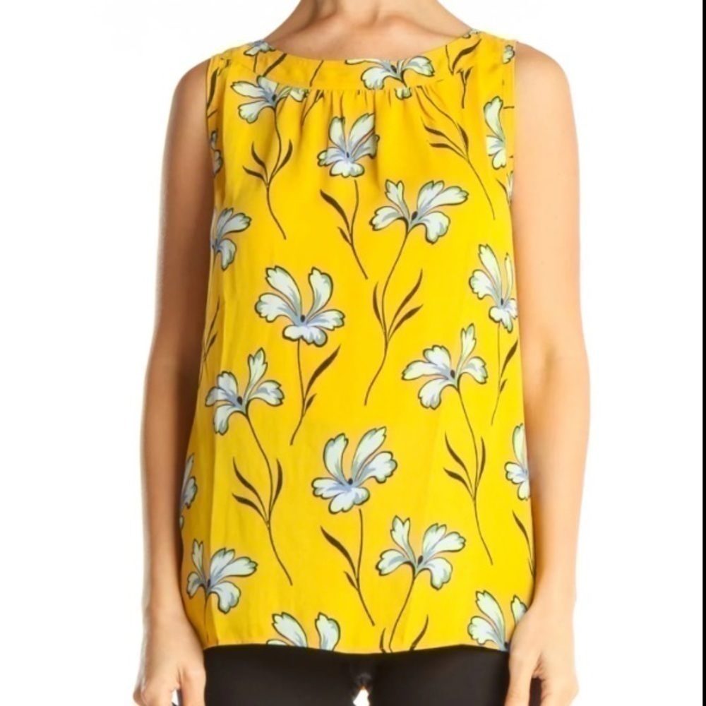 Loft Yellow Floral Sleeveless Blouse